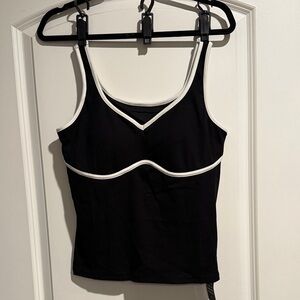 Black and White Built in Bra Tank Top